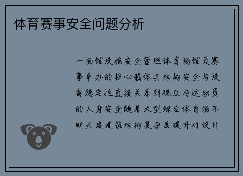 体育赛事安全问题分析