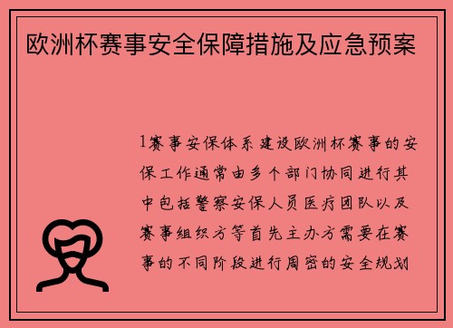 欧洲杯赛事安全保障措施及应急预案